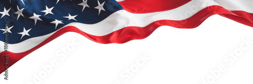 waving american flag on white background