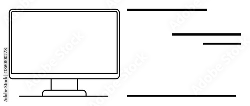 Computer monitor with clean lines and spaced horizontal text representing online communication, digital work, or message exchanges. Ideal for technology, education, digital design, communication