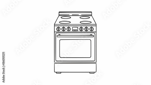 Illustration of a classic freestanding electric kitchen stove with oven.