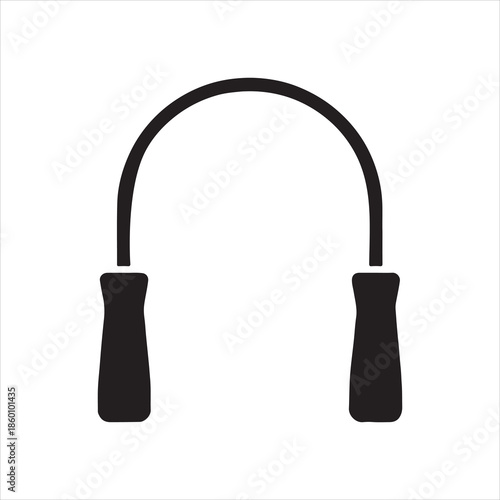 Minimalist black and white vector illustration of a jump rope ideal for fitness and exercise designs emphasizing health and well being