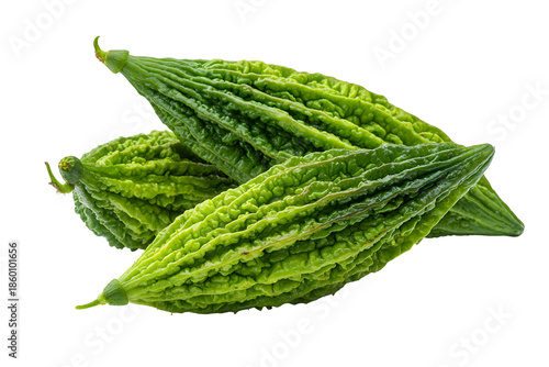 Fresh bitter melon on white background