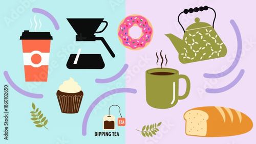 Coffee and Tea with Pastries and Baking.