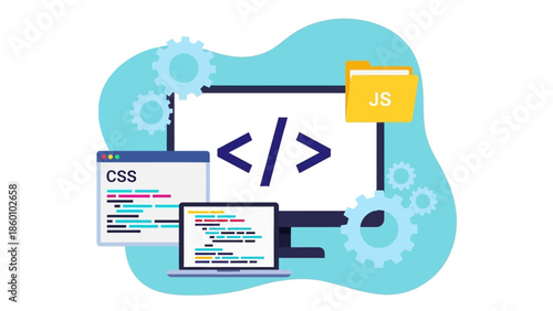 Web development coding concept with CSS and JavaScript.