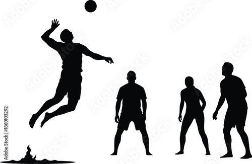 Dynamic Volleyball Spiking Action Silhouette Vector Illustration