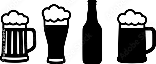 Beer silhouette illustration, transparent background