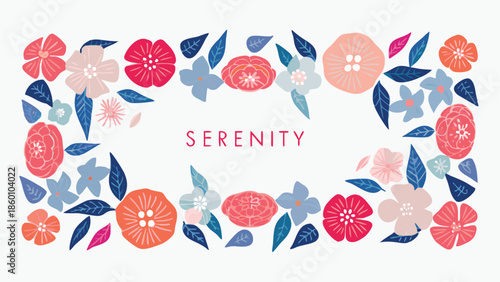 Vibrant floral wreath with colorful flowers and leaves on white background