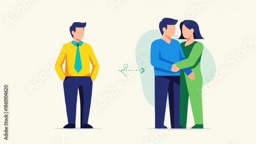 Man being replaced by a couple in a relationship.