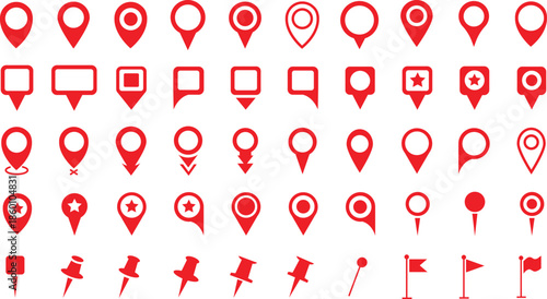 Set of location pin icons. Map pointers. Map markers. Vector illustration