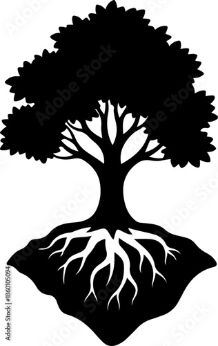 Tree on Island silhouette vector illustration