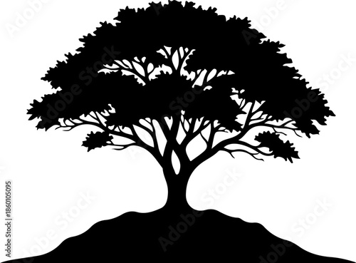 Tree on Island silhouette vector illustration