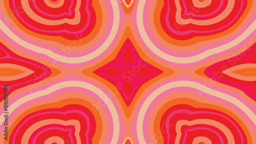 Vibrant abstract pattern with swirling pink, orange, and red hues