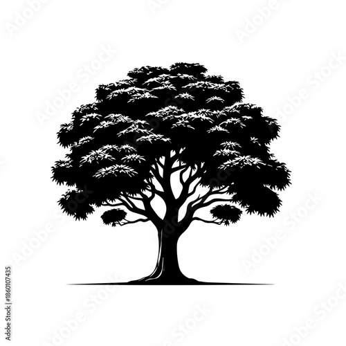 Mango Tree Vector Illustration with Healthy Tropical Green Foliage