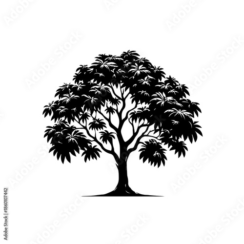 Mango Tree Vector Illustration with Tropical Green Canopy