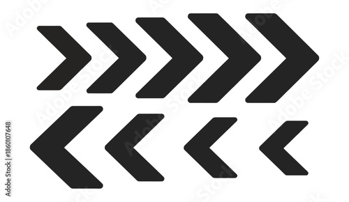 Dynamic Moving Arrow Symbol with right pointing chevron arrow styles, fast speed direction signs, modern directional arrows symbol for interface, signage, and visual communication.