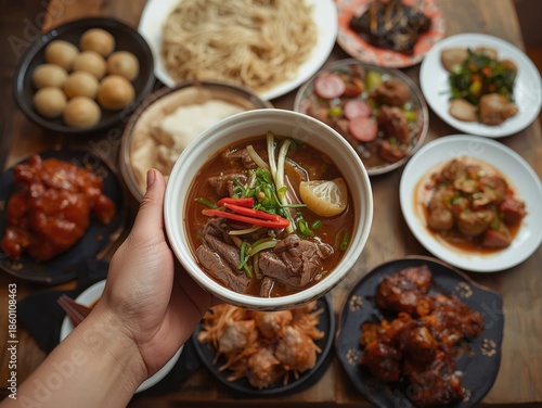 Delightful korean cuisine spread