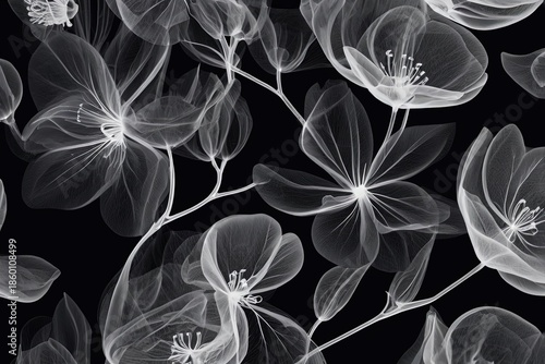 Wallpaper Mural Delicate xray floral illustration revealing Torontodigital.ca
