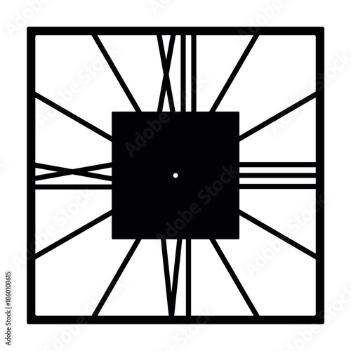 Vector vintage style square wall clock dial.