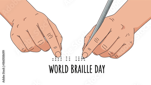 Braille Hands Celebrating World Braille Day, Disability Awareness