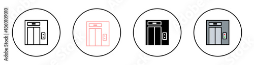 Lift Icon Set – Elevator, Building Transport, Up Down and Vertical Movement Symbols
