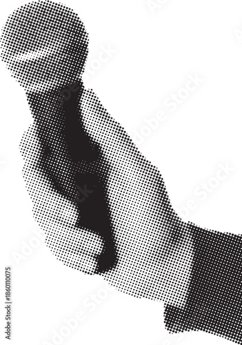 Close up of a hand firmly gripping a dynamic microphone in preparation for public speaking or musical performance