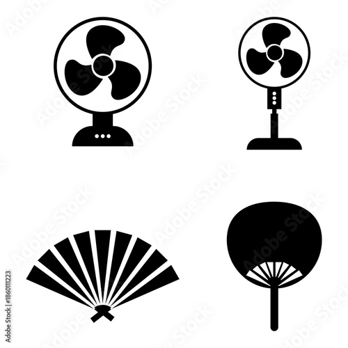 A selection of various fans, showcasing diverse designs and styles for cooling and comfort. The image offers a glimpse of fan in a graphic form.