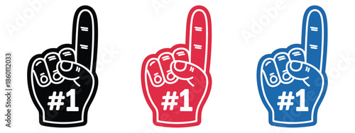 Colorful Foam Finger showing number one gesture, isolated on white background, fan cheering symbol, sports event accessory