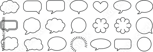 Collection of speech and thought bubble shapes in various styles and forms Keywords: speech bubble, thought bubble, chat bubble