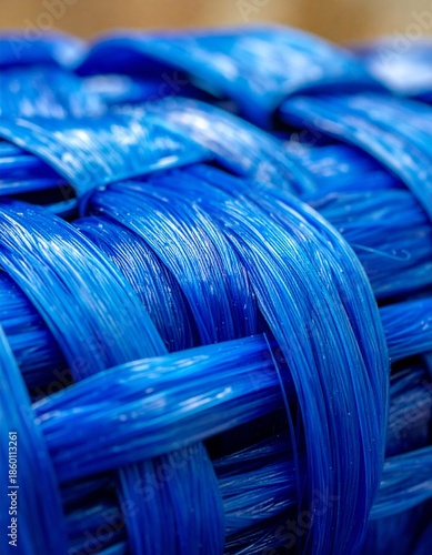 Close up Macro of Blue Woven Rope Texture