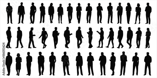 Extensive collection of male and female silhouettes in various poses Keywords: silhouette, people, man, woman, male, female