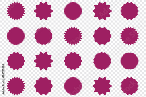 Starburst sticker set. Collection of sunburst badges, deal tags, price tag or quality seal. Flat design vector elemens.