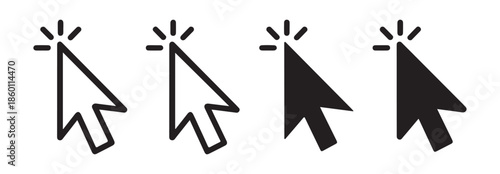 Computer arrow pointer icon set digital cursor symbols for web interface design and user navigation