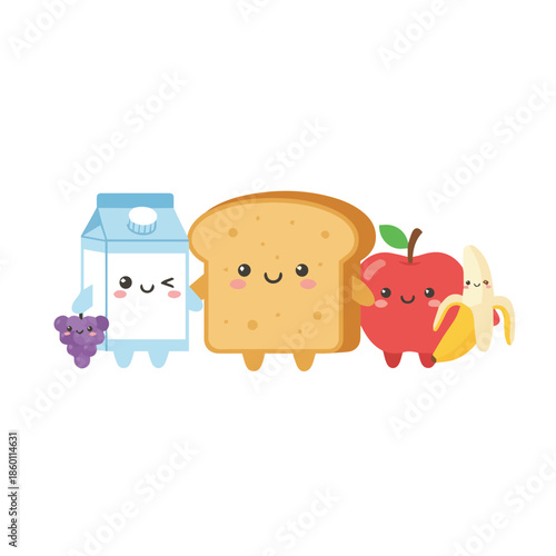 Cute Food Characters Set