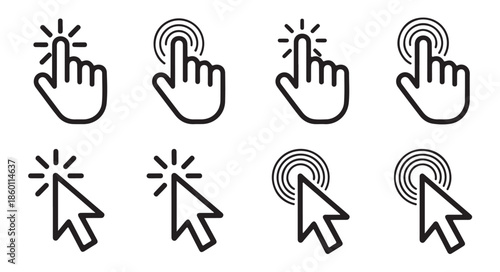 Cursor icon set hand pointer and mouse cursor for click action isolated on white background vector illustration