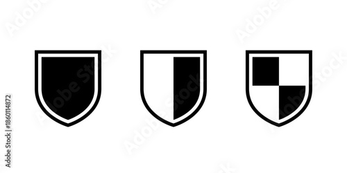 Shield icon set. Security and protection symbol. Privacy, safety, and defense sign