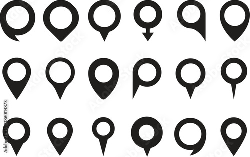 Map pin icon. location pin place marker. Location icon. Map marker pointer icon set. GPS location symbol collection. Victor illustration 