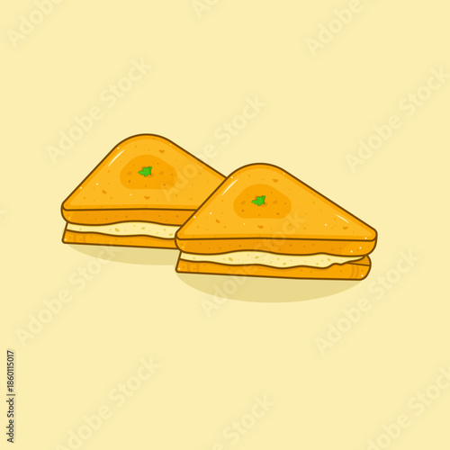 Bread Pakoda Indian Snack Illustration