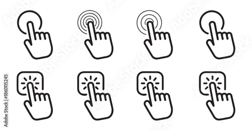 Touch screen hand gestures vector icons set hand cursor clicking pointer symbols for web application