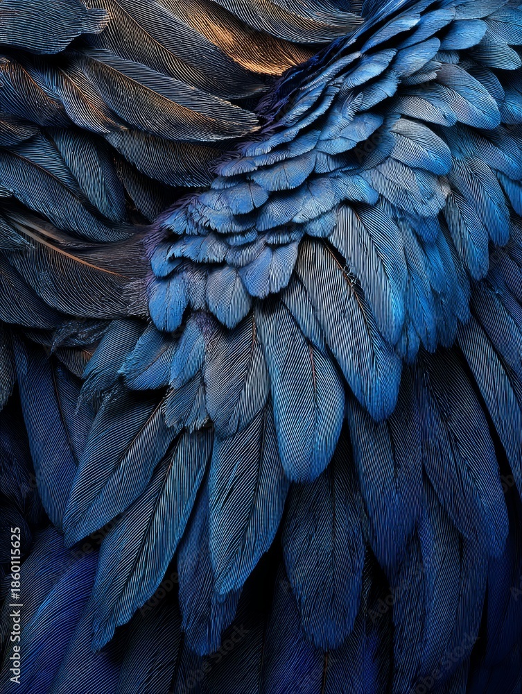Obraz premium Feathers of Blue and Black Bird
