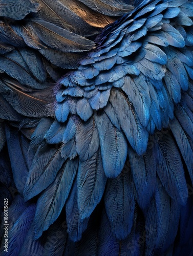Feathers of Blue and Black Bird