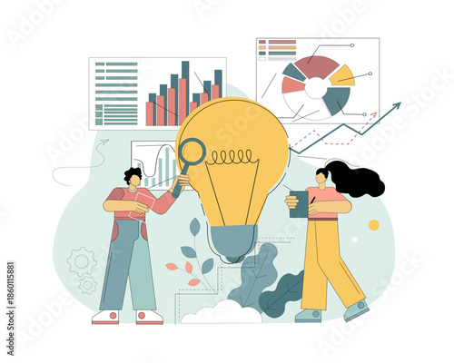 Concept for analysis of business ideas, business services,  teamwork, template for a website..eps