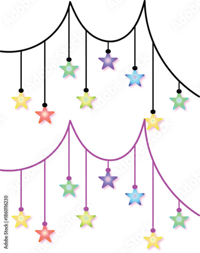 Charming Pastel Stars Suspended from Arches Delicate Decorative Elements