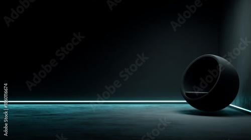 Minimalist Round Chair in Dark Minimalist Room