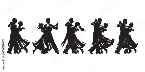 Dance couple silhouette collection vector illustration 