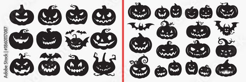 halloween pumpkin silhouette vector, scary pumpkin face icons, jack o lantern silhouette set, spooky halloween pumpkin art, carved pumpkin black silhouettes, halloween pumpkin clipart, horror pumpkin 
