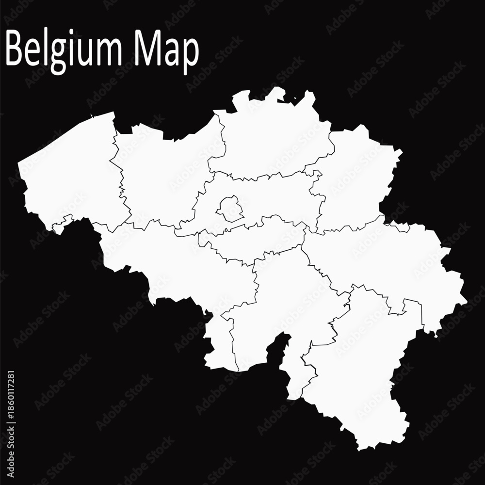 Obraz premium Belgium map with regions blank outline vector illus