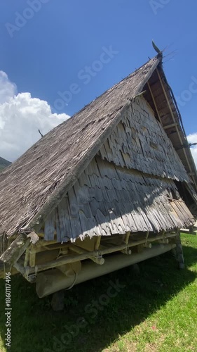 Tambi traditional house of lore ethnic people in bada valley, Central Lore, Poso Regency, Central Sulawesi, Indonesia.