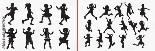 jumping people silhouette vector, fitness action black silhouettes, athletic jump illustration set, workout movement outline art, sport vector collection, people icon set, exercise clipart silhouettes