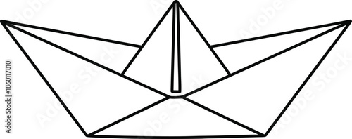 One continuous line drawing of paper boat. Origami ship concept for success leadership of business in simple linear style. one line Icon drawing. Minimalist vector illustration. 