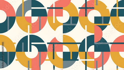 Vibrant geometric pattern with colorful shapes and lines