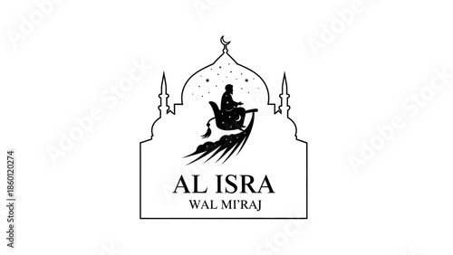 Al Isra Wal Miraj Silhouette - Night Journey and Ascension Symbol.